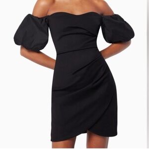 Elliatt Off-the-Shoulder Black Puff-Sleeve Dress